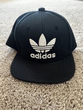 adidas Black Snapback Hat with White Trefoil Logo